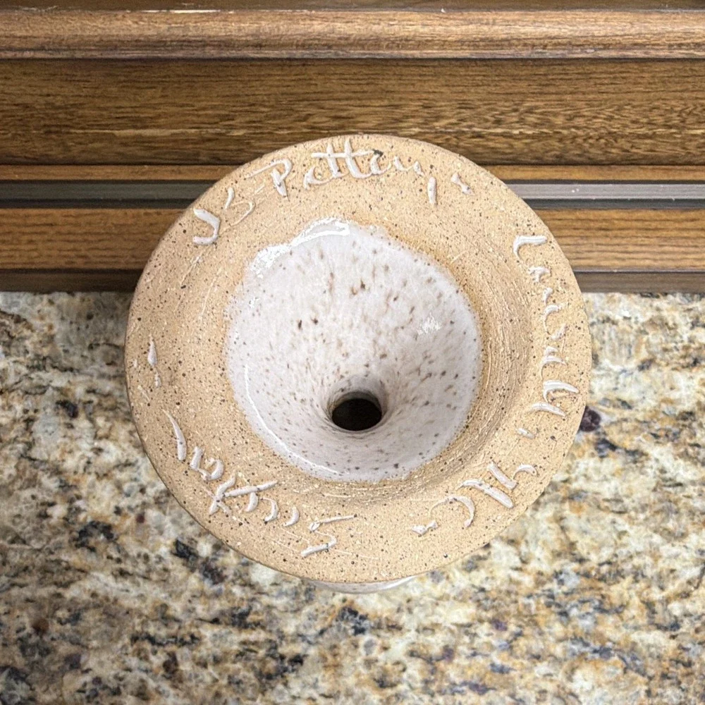 Signed JS Pottery North Carolina Stoneware Wine Goblet / Chalice